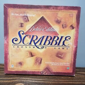 Scrabble Deluxe Edition Family Game 1999 Rotating Board Complete